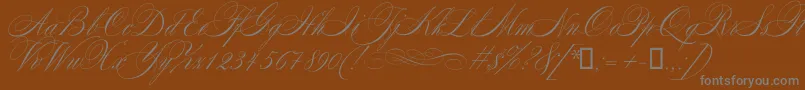 Mozart-Schriftart – Graue Schriften auf braunem Hintergrund