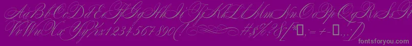 Mozart-Schriftart – Graue Schriften auf violettem Hintergrund