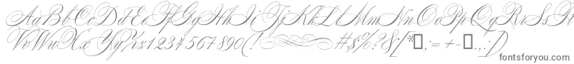 Mozart-fontti – harmaat kirjasimet valkoisella taustalla