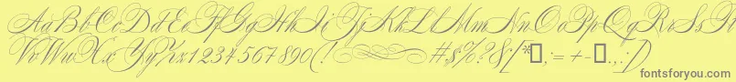 Mozart-Schriftart – Graue Schriften auf gelbem Hintergrund