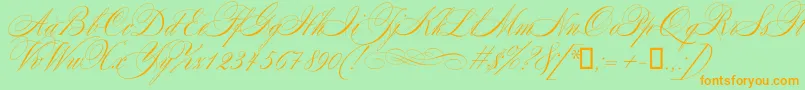 Mozart Font – Orange Fonts on Green Background