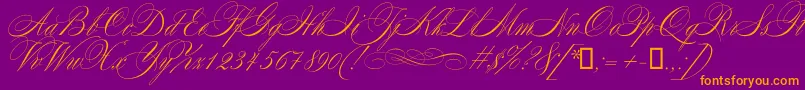 Mozart Font – Orange Fonts on Purple Background