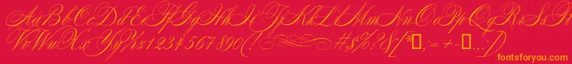 Mozart Font – Orange Fonts on Red Background