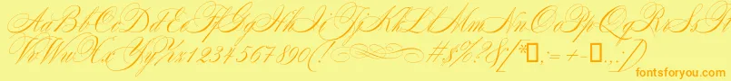 Mozart Font – Orange Fonts on Yellow Background