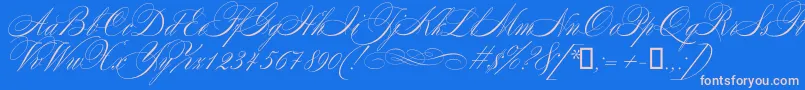 Mozart-Schriftart – Rosa Schriften auf blauem Hintergrund