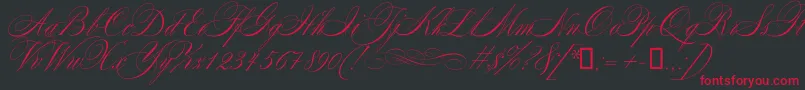 Mozart Font – Red Fonts on Black Background