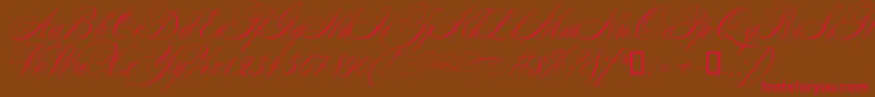 Mozart-Schriftart – Rote Schriften auf braunem Hintergrund