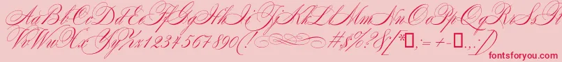 Mozart-Schriftart – Rote Schriften auf rosa Hintergrund