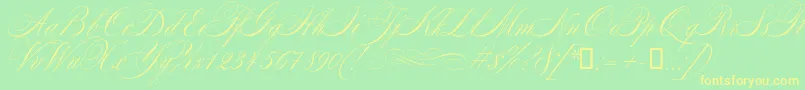 Mozart Font – Yellow Fonts on Green Background