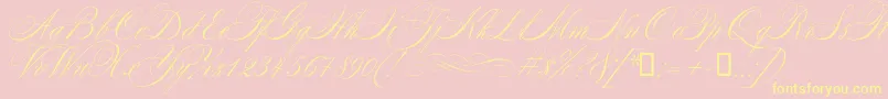 Mozart-Schriftart – Gelbe Schriften auf rosa Hintergrund