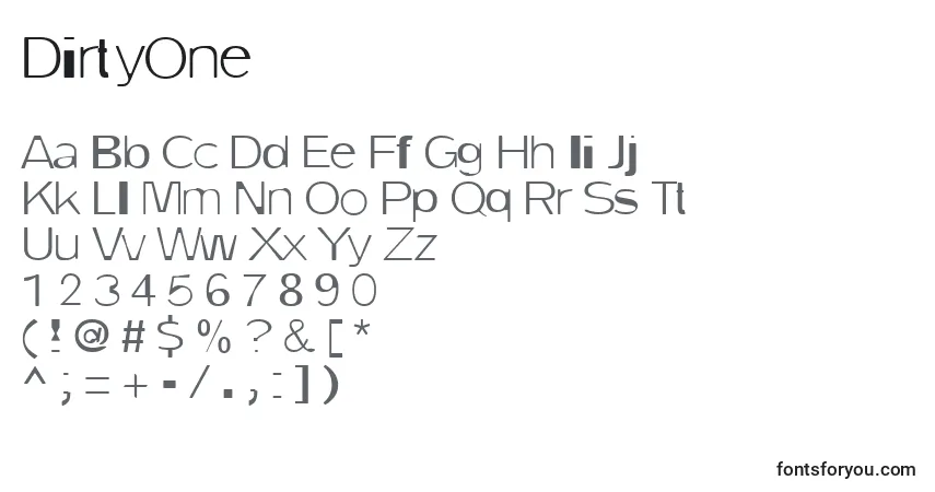 Schriftart DirtyOne – Alphabet, Zahlen, spezielle Symbole