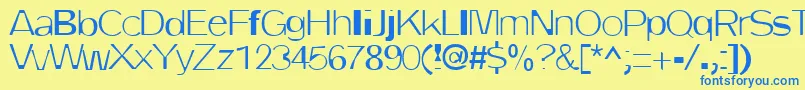 フォントDirtyOne – 青い文字が黄色の背景にあります。