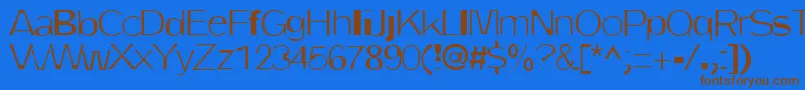 フォントDirtyOne – 茶色の文字が青い背景にあります。