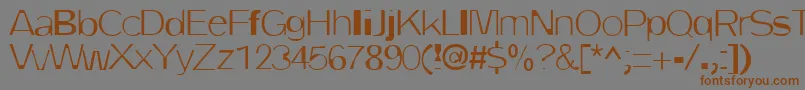 フォントDirtyOne – 茶色の文字が灰色の背景にあります。