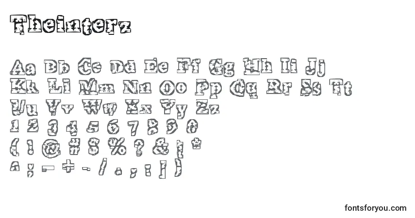 Schriftart Theinterz – Alphabet, Zahlen, spezielle Symbole