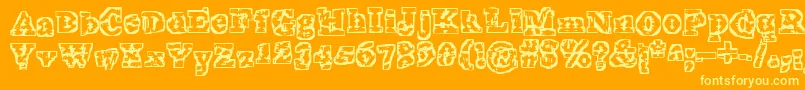 Theinterz-Schriftart – Gelbe Schriften auf orangefarbenem Hintergrund