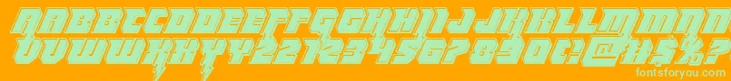 Thundertitanbevel-Schriftart – Grüne Schriften auf orangefarbenem Hintergrund