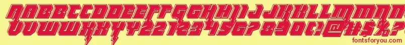 フォントThundertitanbevel – 赤い文字の黄色い背景