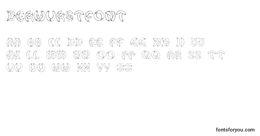Schriftart DerWurstFont – Alphabet, Zahlen, spezielle Symbole