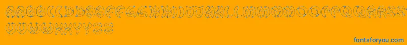 DerWurstFont-Schriftart – Blaue Schriften auf orangefarbenem Hintergrund