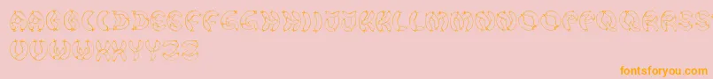 DerWurstFont-Schriftart – Orangefarbene Schriften auf rosa Hintergrund