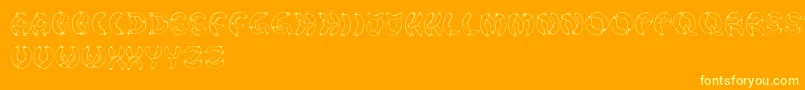 DerWurstFont-Schriftart – Gelbe Schriften auf orangefarbenem Hintergrund