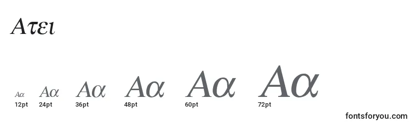 Размеры шрифта Atei