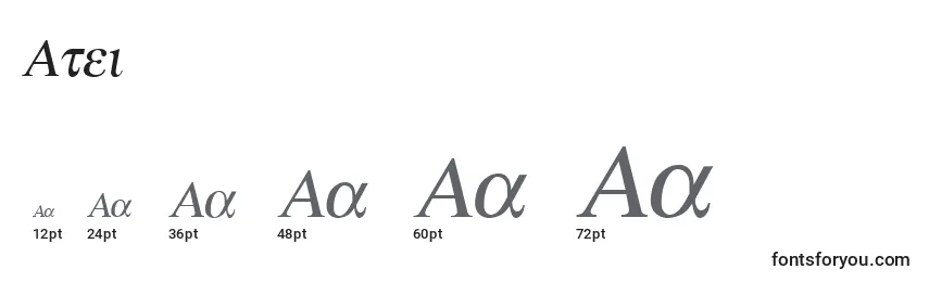 Größen der Schriftart Atei