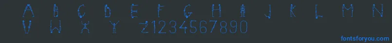 Fonte Skeletonalphabet – fontes azuis em um fundo preto