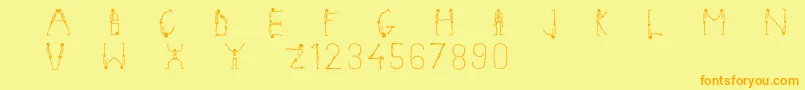 Fonte Skeletonalphabet – fontes laranjas em um fundo amarelo