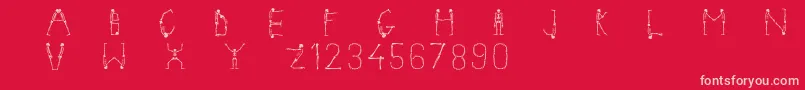 Skeletonalphabet Font – Pink Fonts on Red Background