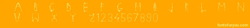 Skeletonalphabet Font – Yellow Fonts on Orange Background