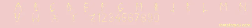 Skeletonalphabet Font – Yellow Fonts on Pink Background