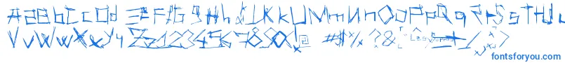 LesSuppos-Schriftart – Blaue Schriften auf weißem Hintergrund