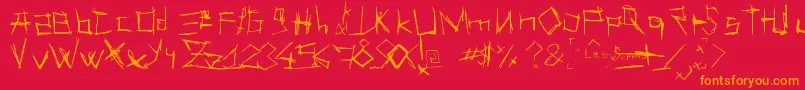 フォントLesSuppos – 赤い背景にオレンジの文字