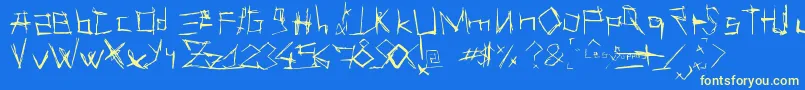 フォントLesSuppos – 黄色の文字、青い背景