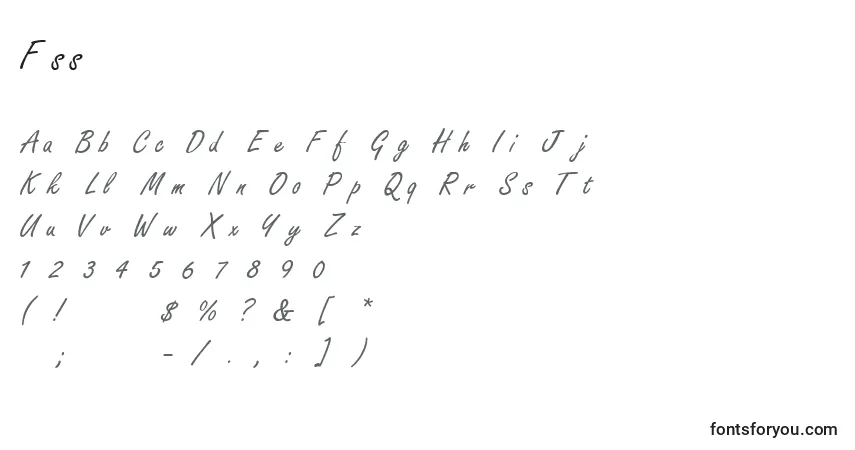 Czcionka Fss – alfabet, cyfry, specjalne znaki