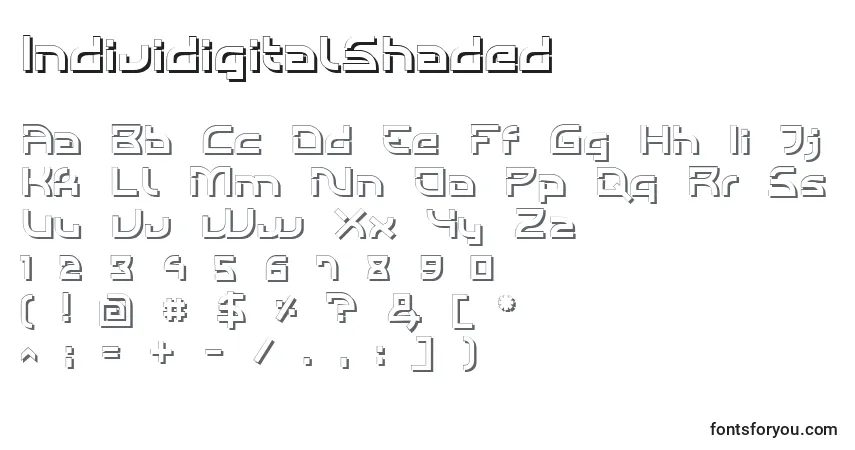Schriftart IndividigitalShaded – Alphabet, Zahlen, spezielle Symbole