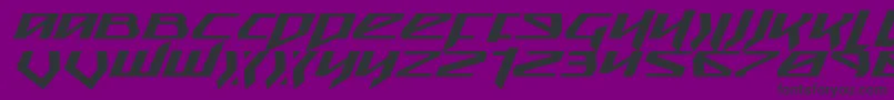 Weitere Informationen zur SnubfighterExpandedItalic-Schriftart SnubfighterExpandedItalic-Schriftart – Schwarze Schriften auf violettem Hintergrund