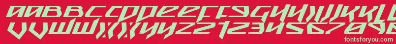 フォントSnubfighterExpandedItalic – 赤い背景に緑の文字