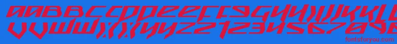 フォントSnubfighterExpandedItalic – 赤い文字の青い背景