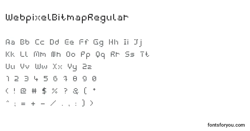 Czcionka WebpixelBitmapRegular – alfabet, cyfry, specjalne znaki