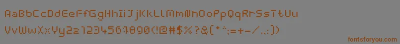 フォントWebpixelBitmapRegular – 茶色の文字が灰色の背景にあります。