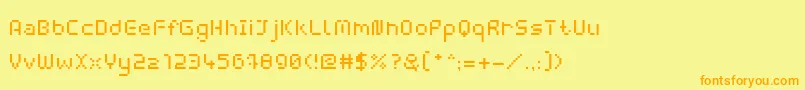 Czcionka WebpixelBitmapRegular – pomarańczowe czcionki na żółtym tle