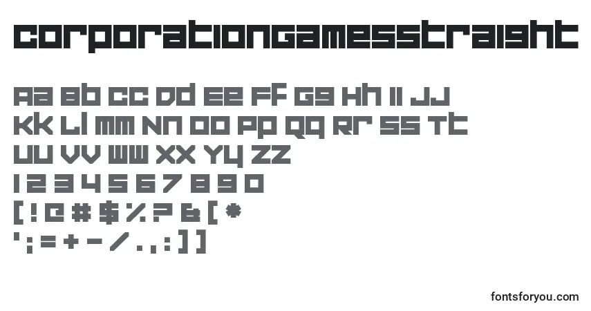CorporationGamesStraight-fontti – aakkoset, numerot, erikoismerkit