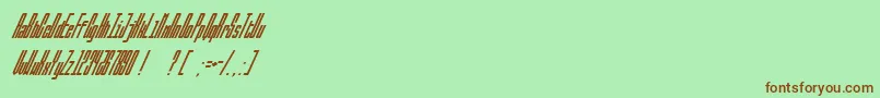 フォントBallbaseUltraitalic – 緑の背景に茶色のフォント