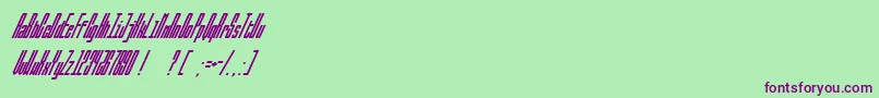 Czcionka BallbaseUltraitalic – fioletowe czcionki na zielonym tle
