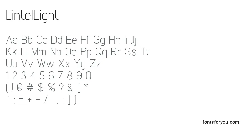 Шрифт LintelLight – алфавит, цифры, специальные символы