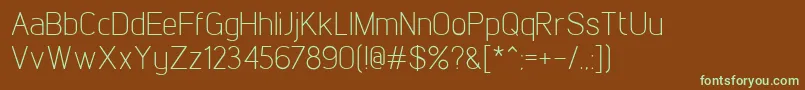 フォントLintelLight – 緑色の文字が茶色の背景にあります。