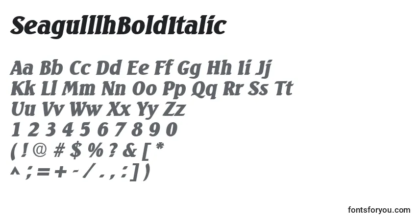 SeagulllhBoldItalicフォント–アルファベット、数字、特殊文字